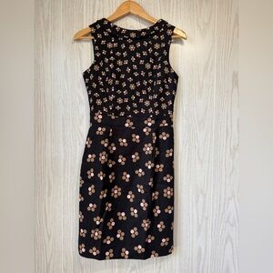 Boden Martha Polka Dot Dress Black Light Pink Beige Size 6R LNC